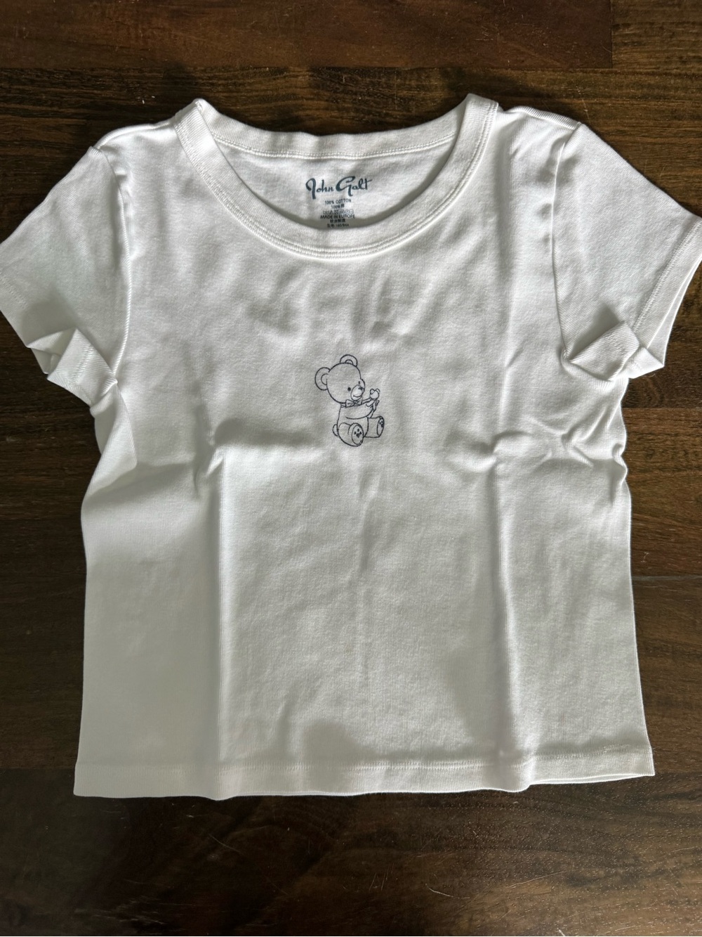 Brandy Melville White Tee with Tiny Bear Outline